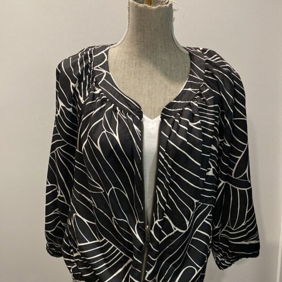 Hei Hei Anthropologie Aroha Bomber Jacket Womens Small S Black/White Zip Front - Picture 11 of 15